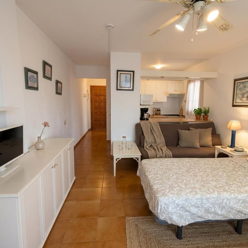 Communal lounge/ TV room, Bed, TV and multimedia, Kitchen or kitchenette, Living room, Photo of the whole room, Dining area, Bedroom