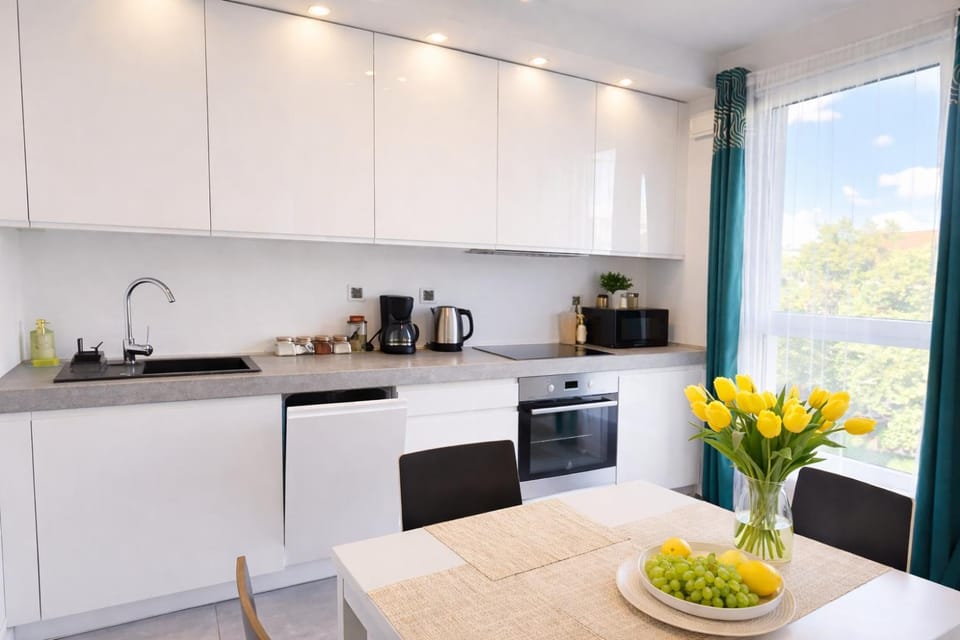 Kitchen or kitchenette, dishwasher, microwave, oven, stove, kitchen
