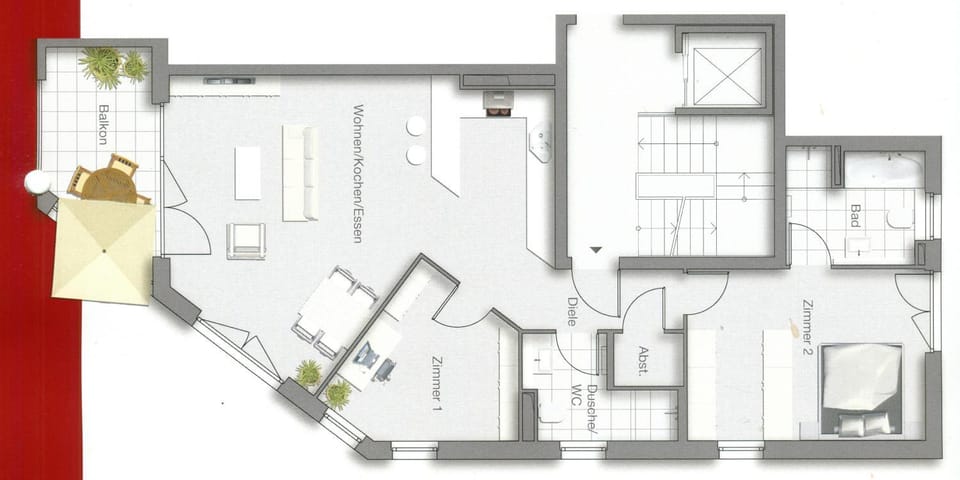 Bird's eye view, Floor plan