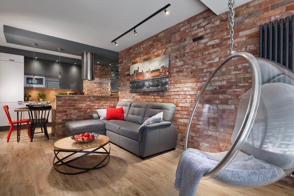Kitchen or kitchenette, Living room, Seating area, Dining area