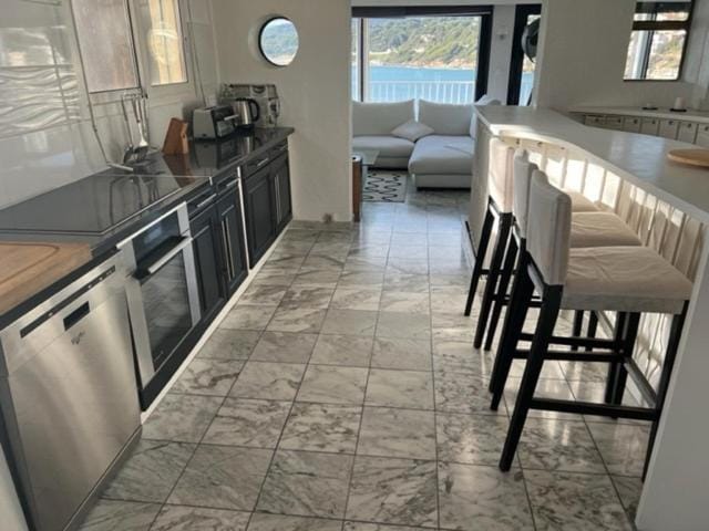 Kitchen or kitchenette, Dining area, dishwasher, stove