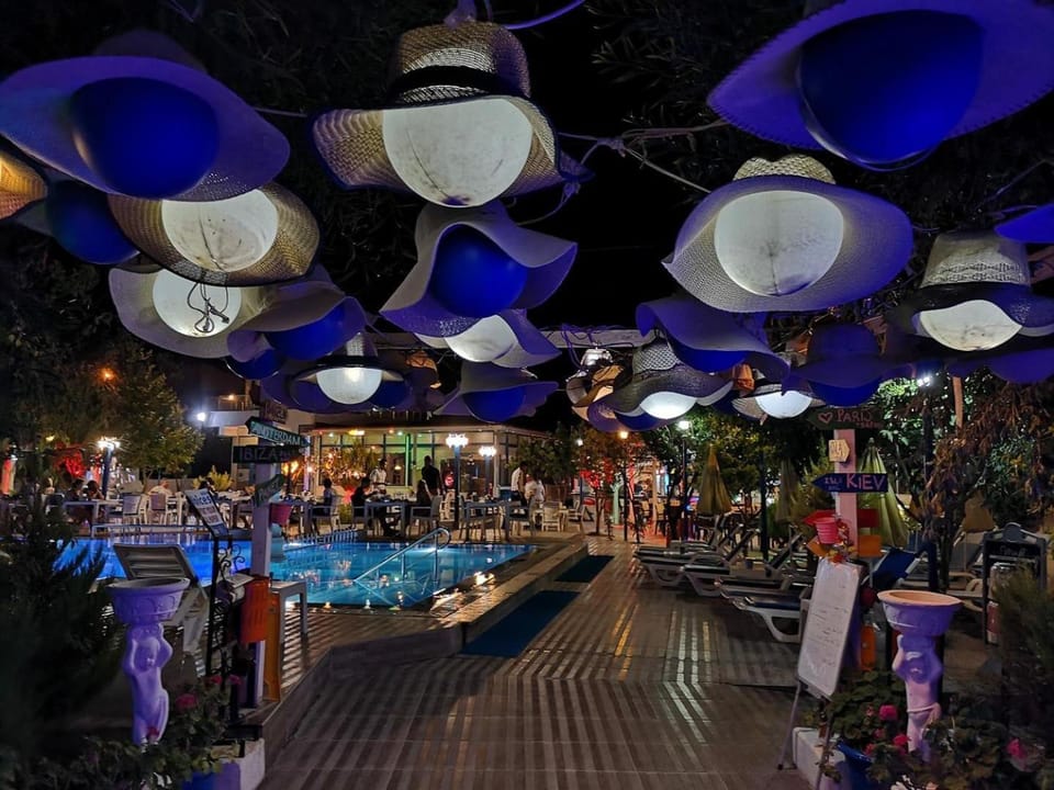 Facade/entrance, Night, People, Garden view, Pool view, Swimming pool, group of guests
