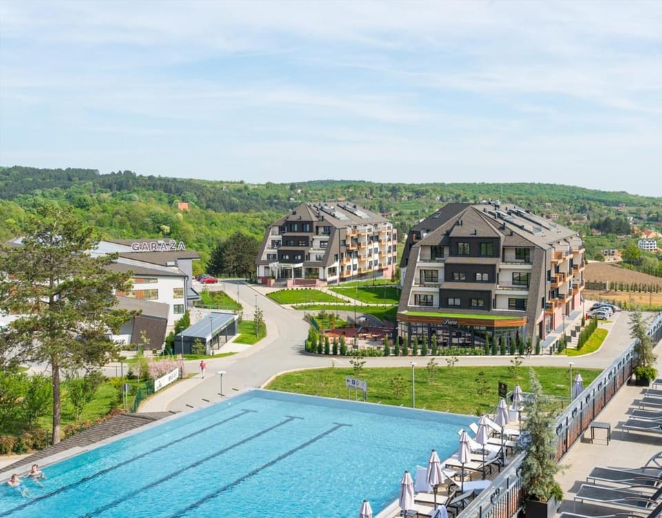 Property building, Natural landscape, View (from property/room), Swimming pool, Parking