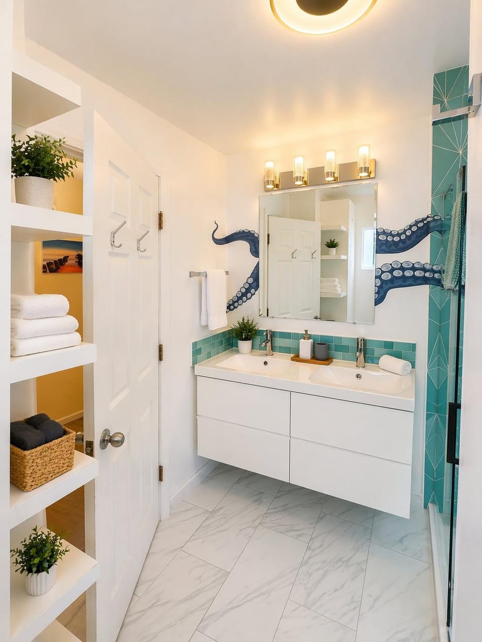 Shower, Bathroom, Decorative detail, towels