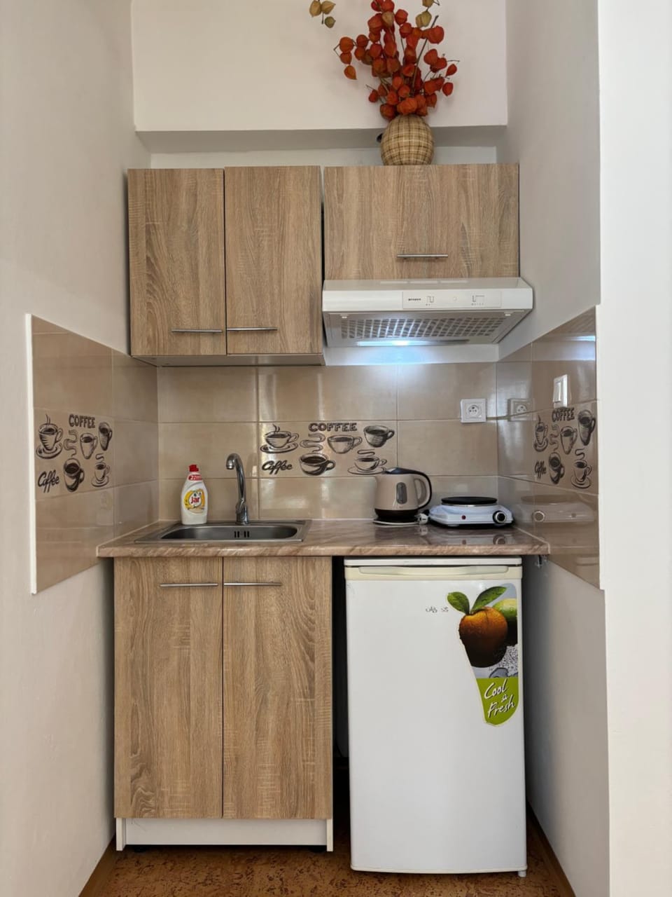 Kitchen or kitchenette, stove