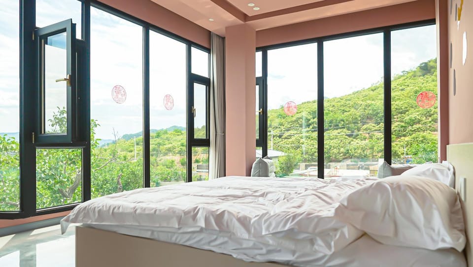 Bed, Natural landscape, Bedroom, Garden view, Mountain view
