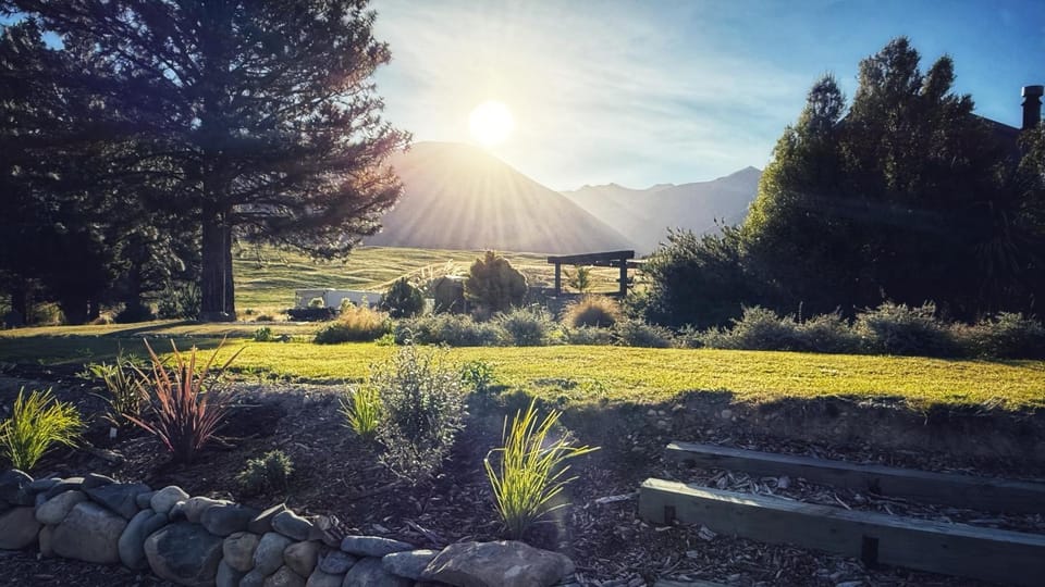 Natural landscape, Garden, Garden view, Mountain view, Sunset