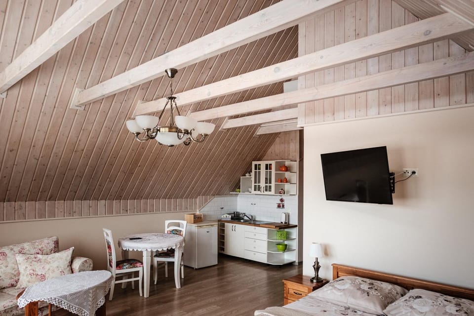Bed, TV and multimedia, Coffee/tea facilities, Kitchen or kitchenette, Living room, Food and drinks, Photo of the whole room, Seating area, Dining area, Bedroom, Food, minibar