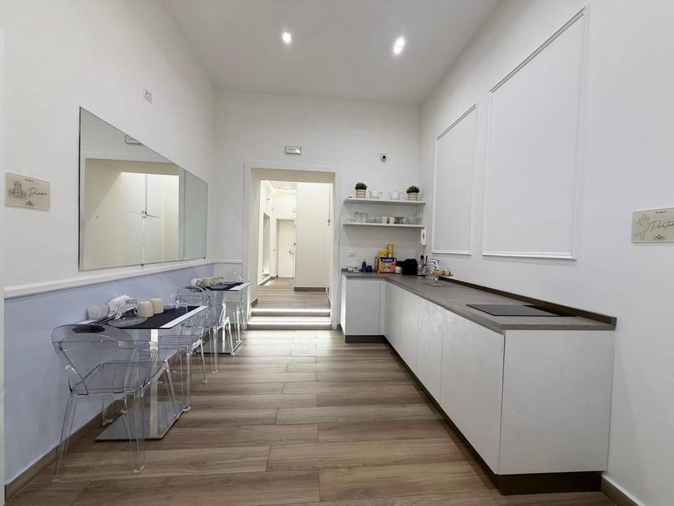 Kitchen or kitchenette, stove