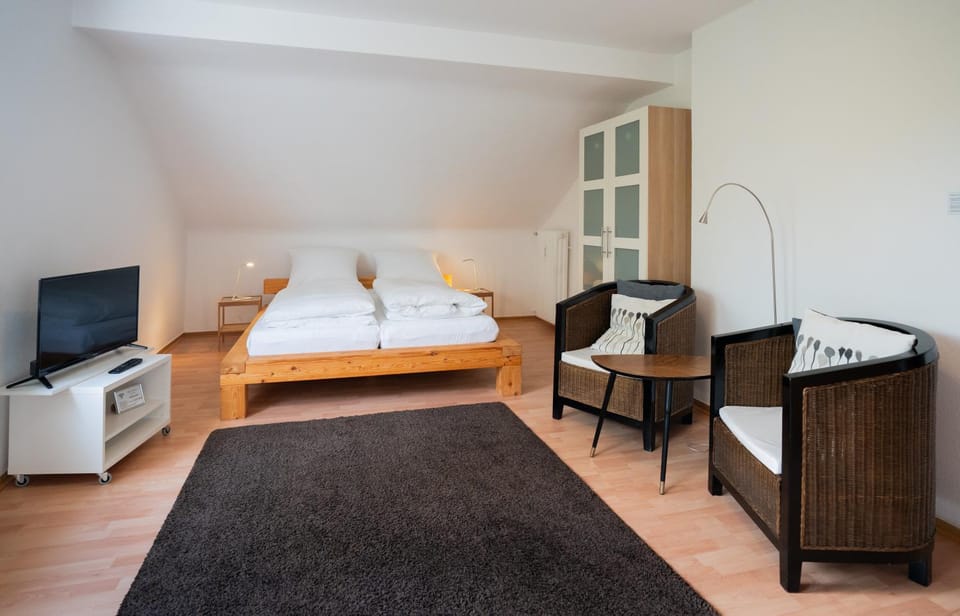 Bed, TV and multimedia, Photo of the whole room, Seating area, Bedroom