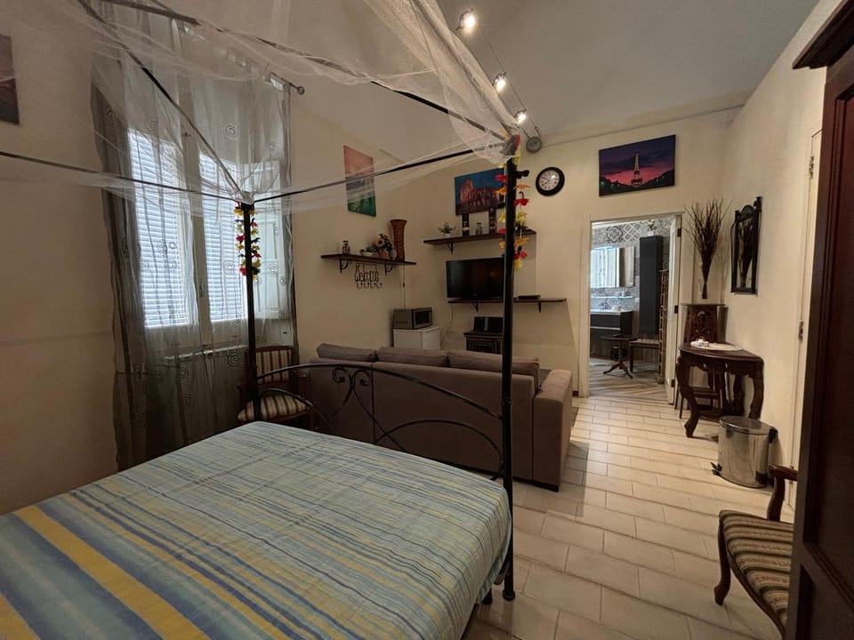 Bed, TV and multimedia, Living room, Photo of the whole room, Seating area, Bedroom, hair dresser, air conditioner