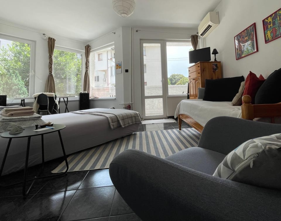 Bed, Living room, Photo of the whole room, Seating area, Bedroom