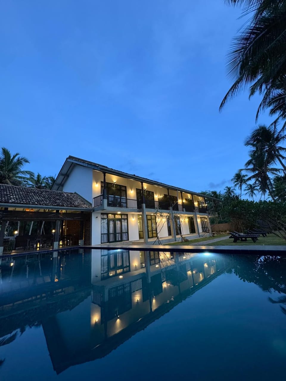 Property building, Night, Pool view, Swimming pool