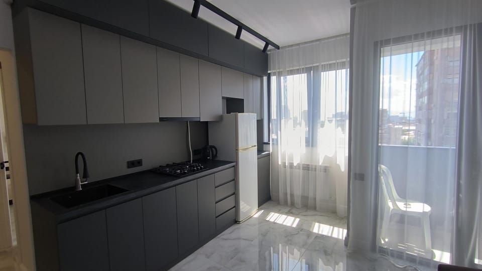 Kitchen or kitchenette, stove, kitchen