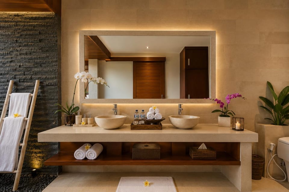 Bathroom, towels