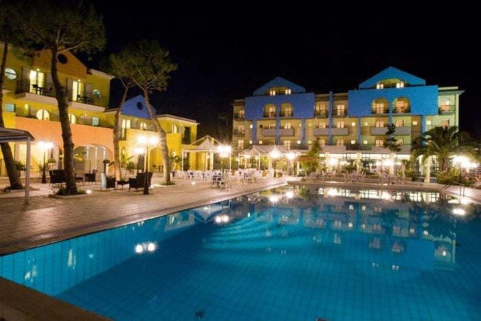 Property building, Night, Swimming pool