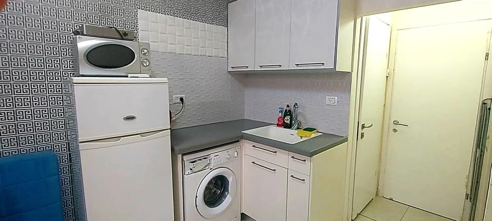Kitchen or kitchenette, minibar, washing machine