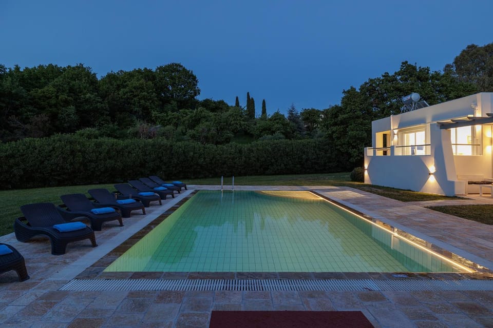 Night, Pool view, Swimming pool