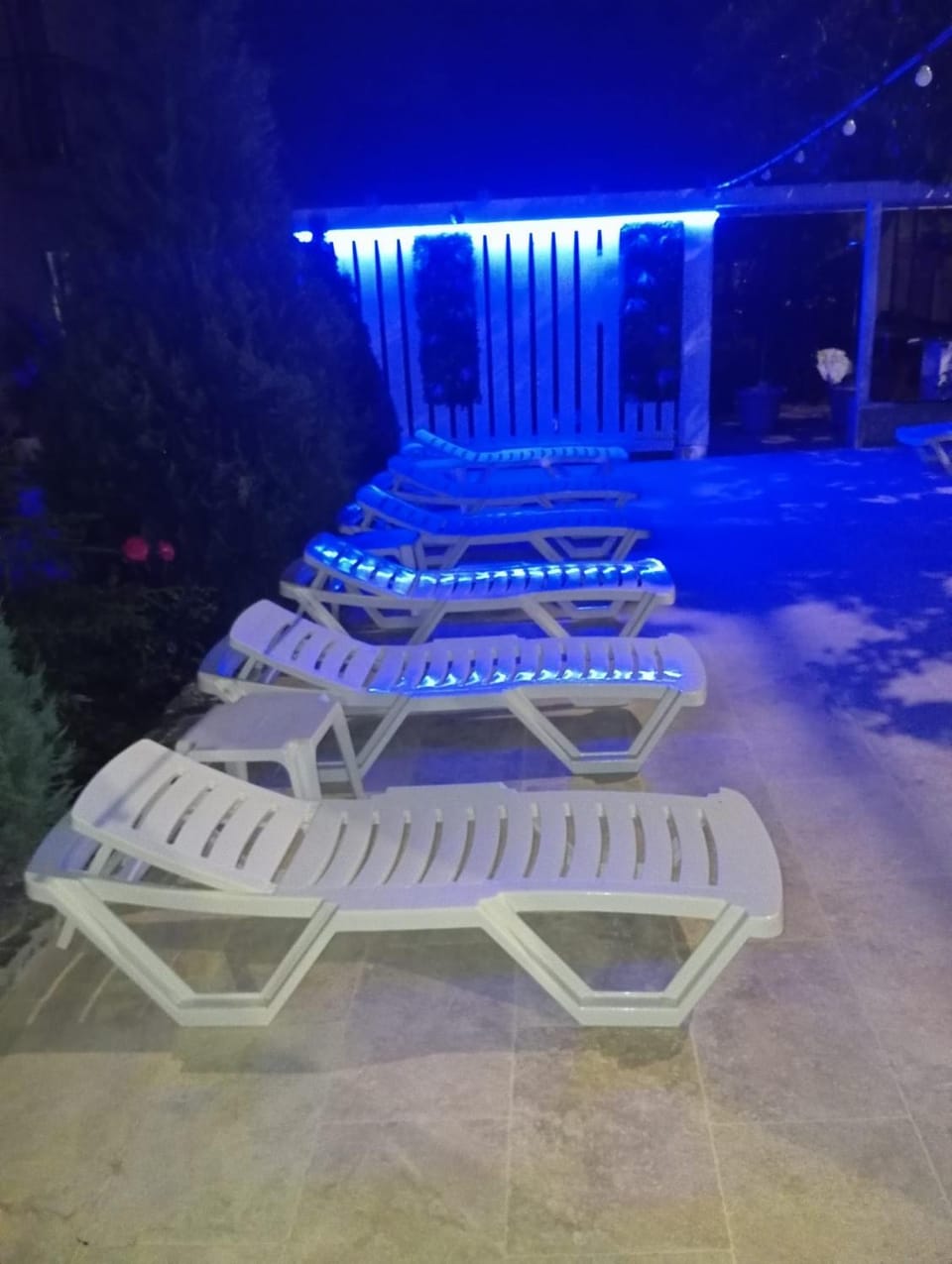 Swimming pool, sunbed