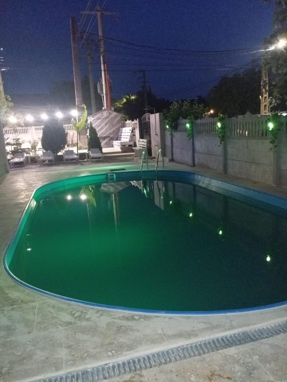 Night, Pool view, Swimming pool