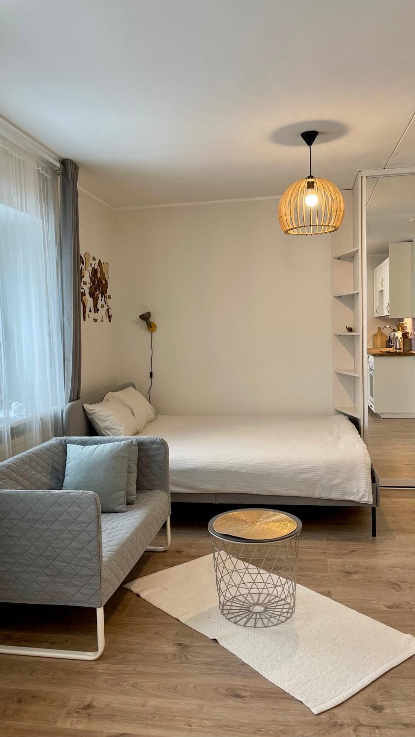 Bed, Living room, Photo of the whole room, Seating area, Bedroom, wardrobe