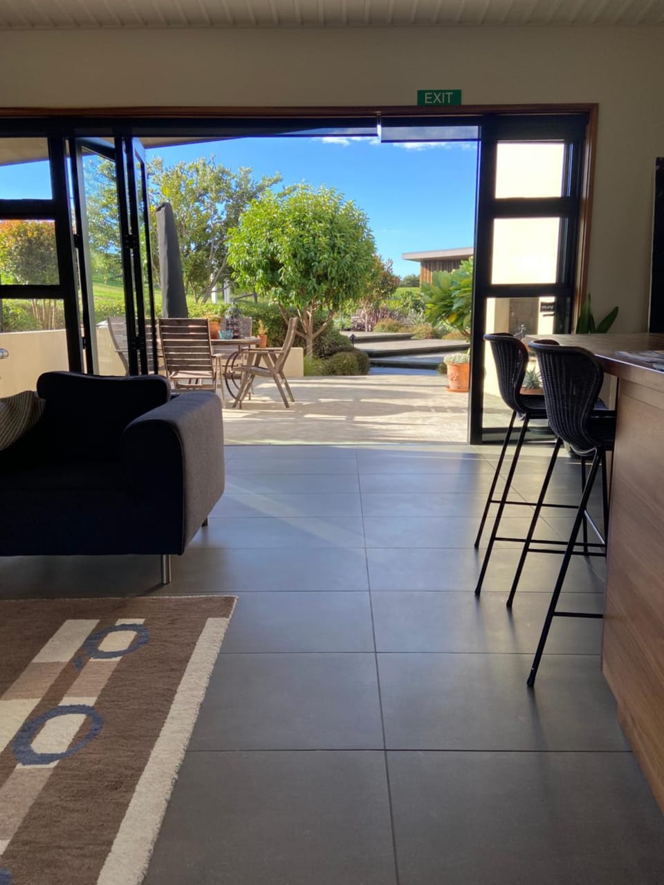 Property building, Balcony/Terrace, Living room, Inner courtyard view
