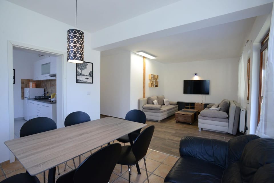 TV and multimedia, Kitchen or kitchenette, Living room, Photo of the whole room, Dining area