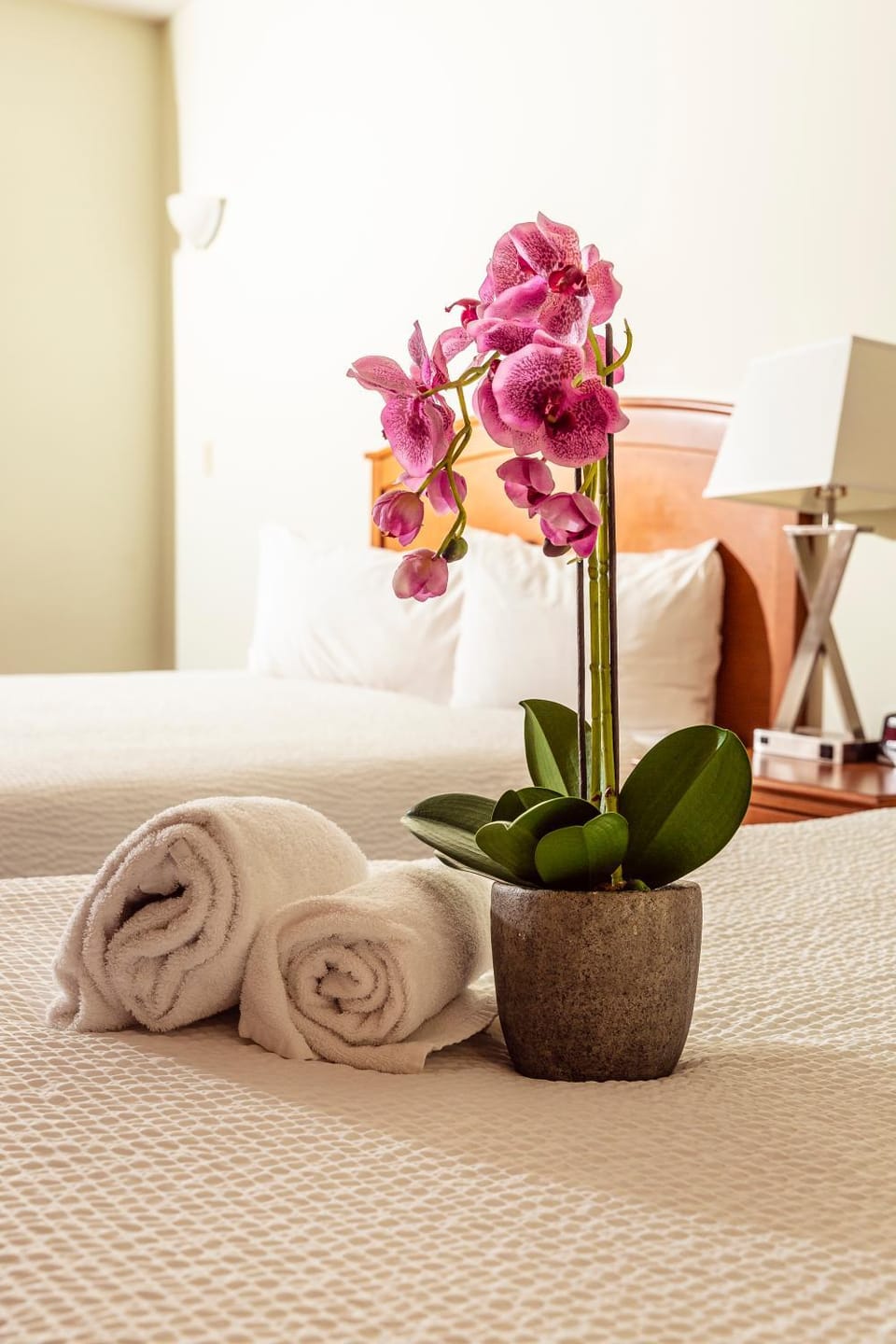 Bed, Bedroom, towels