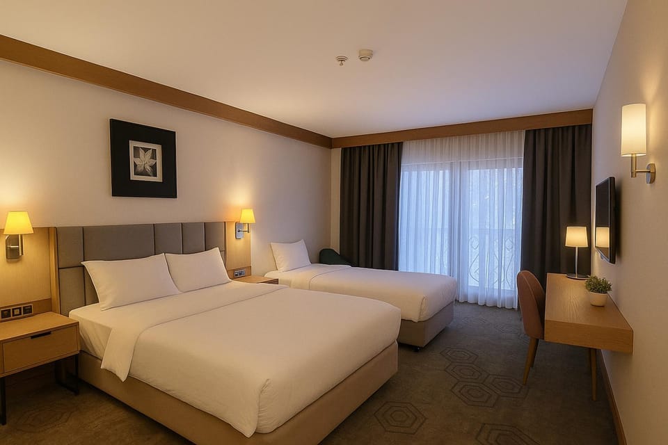 Bed, View (from property/room), Photo of the whole room, Bedroom, Street view, safe, soundproof, elevator