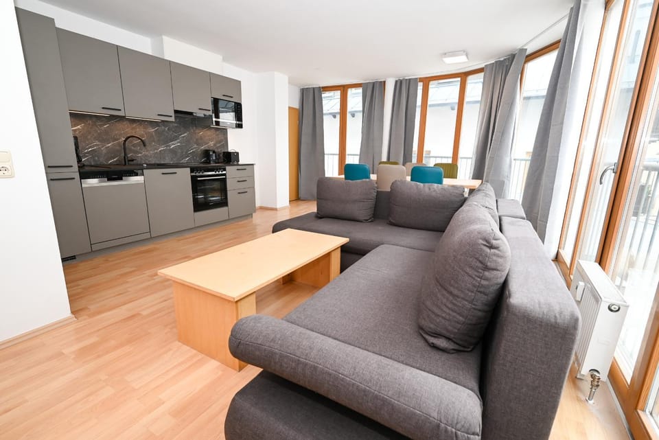 Kitchen or kitchenette, Living room, Seating area
