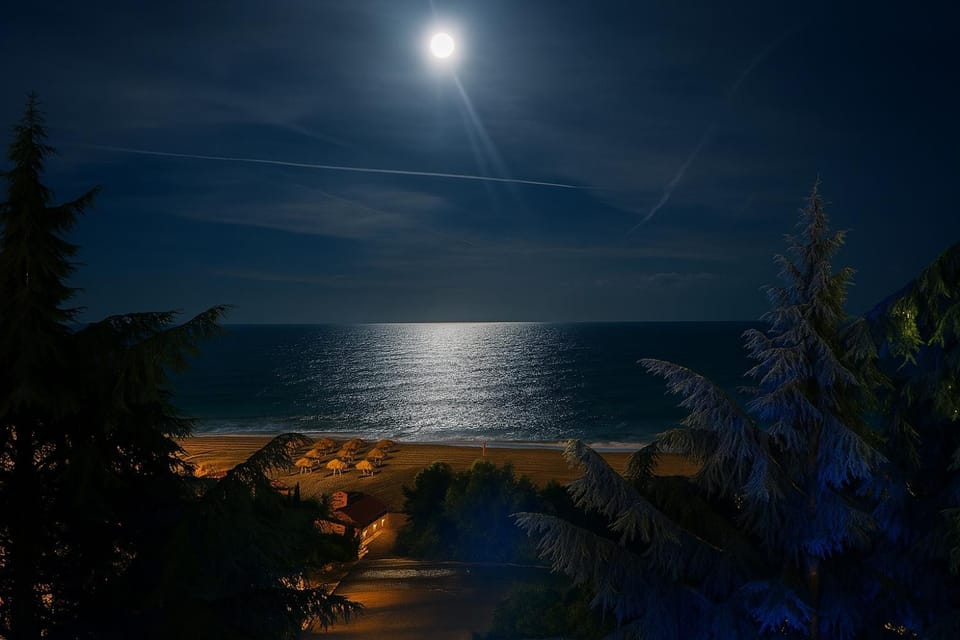 Night, Natural landscape, Beach, Sea view