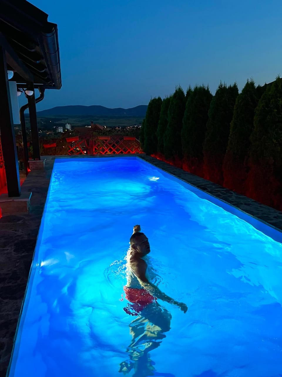 Night, People, Pool view, Swimming pool