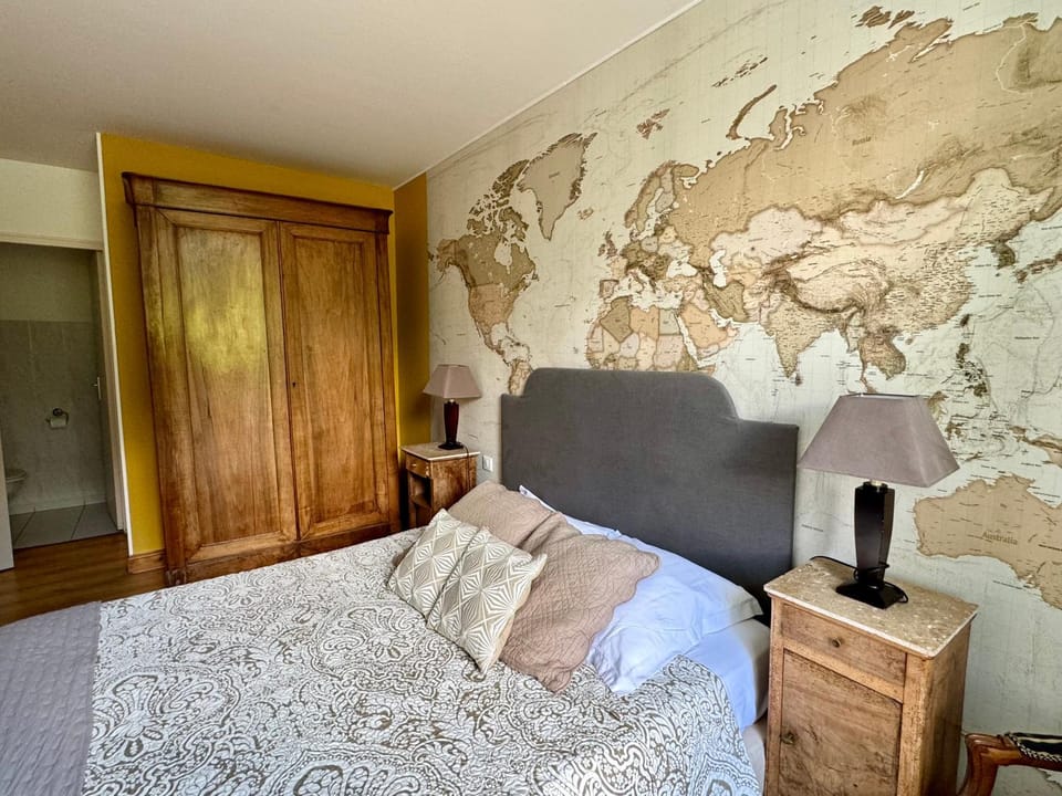 Bed, Bedroom, Pool view, wardrobe