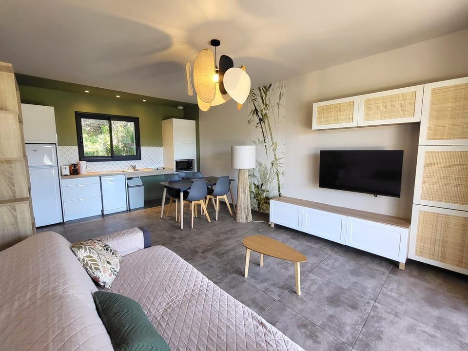 Living room, kitchen