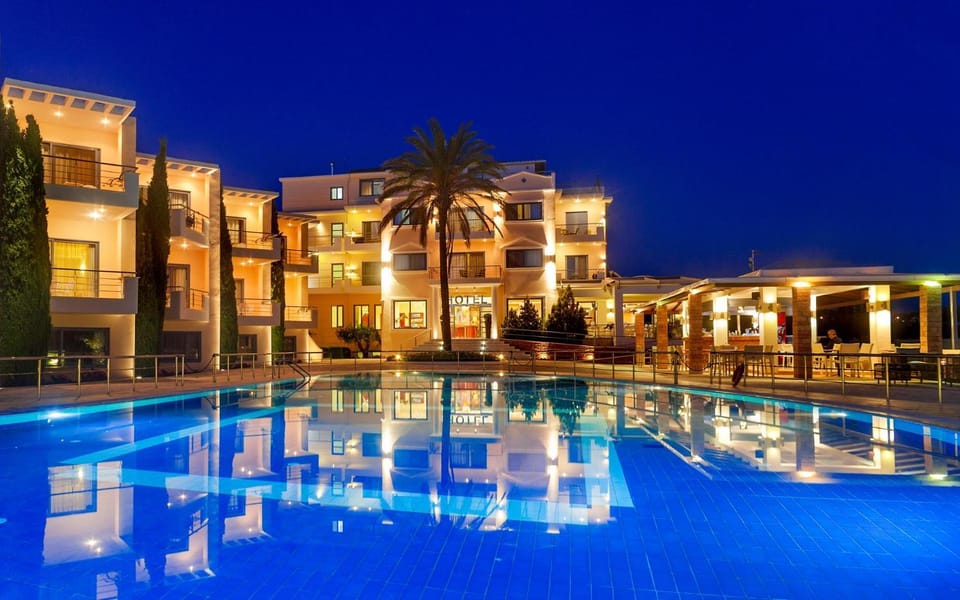 Property building, Night, Swimming pool