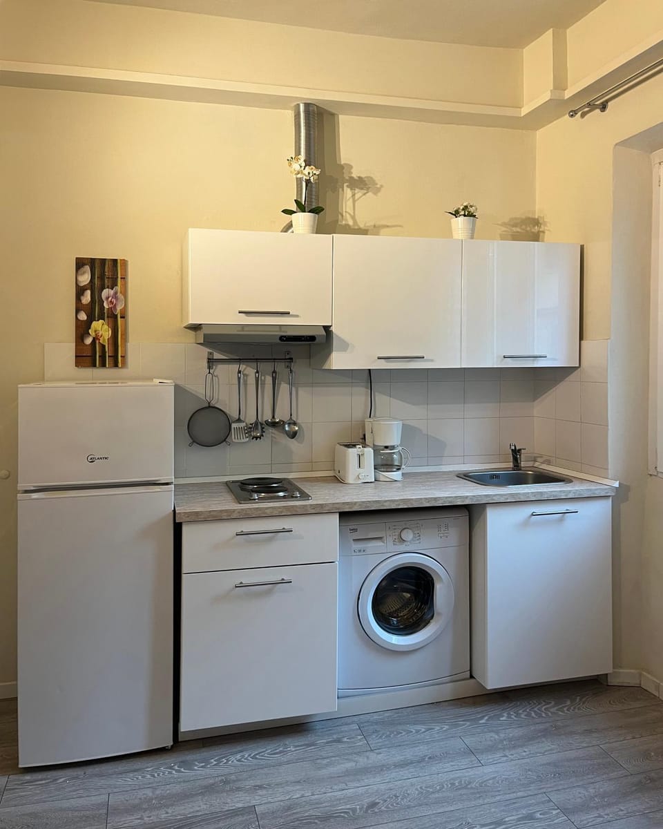 Coffee/tea facilities, Kitchen or kitchenette, microwave, stove, toaster, washing machine