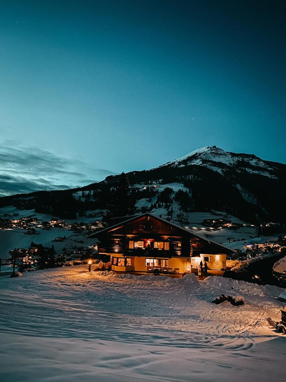 Property building, Night, Natural landscape, Winter, Mountain view