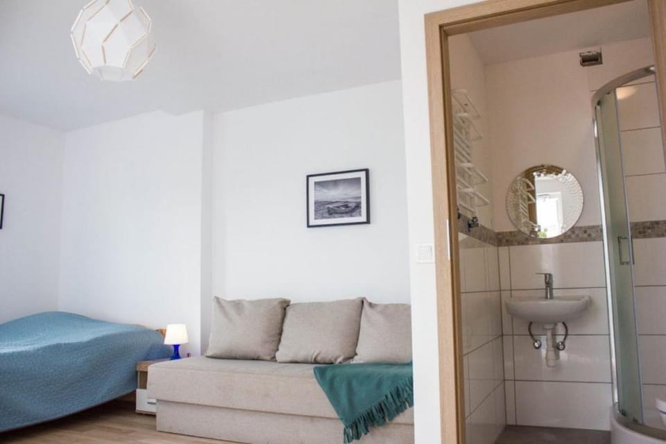 Shower, Bed, Bathroom, Photo of the whole room, Seating area