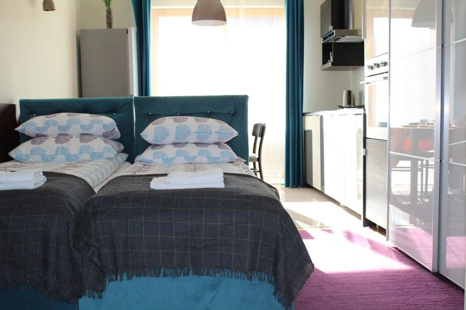 Bed, TV and multimedia, Kitchen or kitchenette, Living room, Photo of the whole room, Seating area, Bedroom, towels, wardrobe
