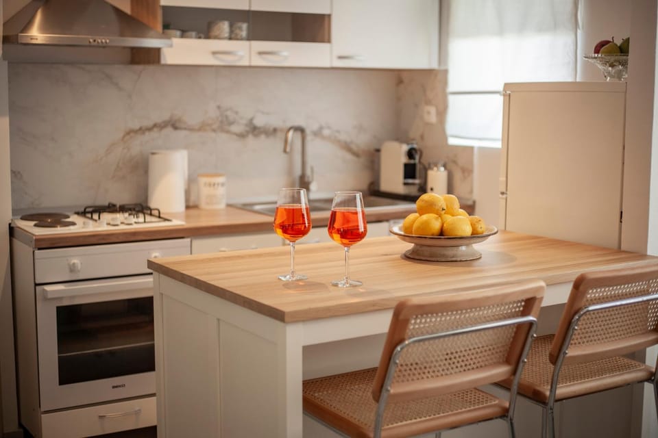 Kitchen or kitchenette, stove