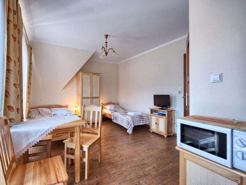 Shower, Bed, TV and multimedia, Kitchen or kitchenette, Living room, Photo of the whole room, Dining area, Bedroom