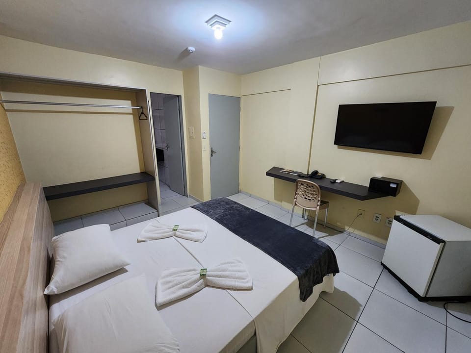 Bed, Photo of the whole room, Bedroom, furniture, safe, towels, wardrobe, air conditioner