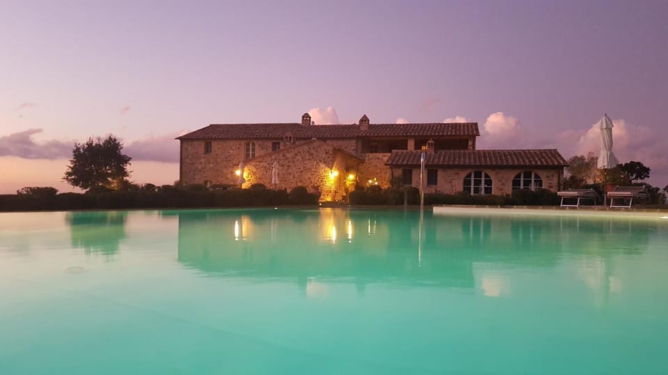 Property building, Swimming pool, Sunset