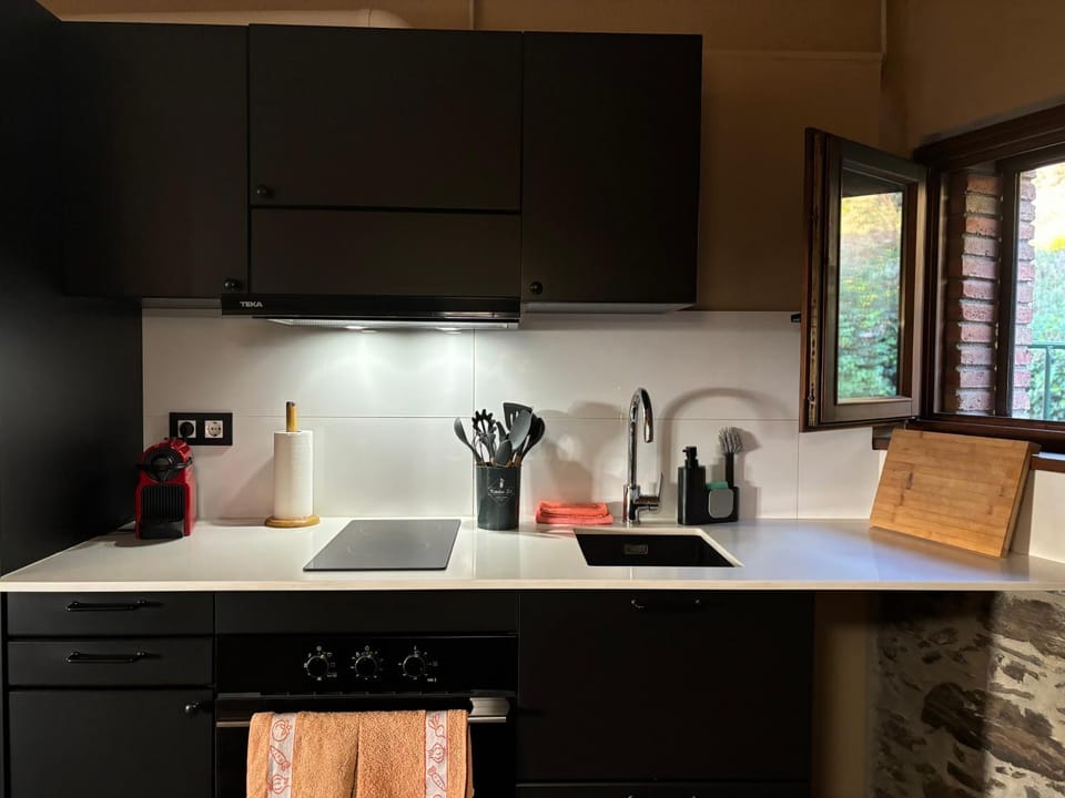 Coffee/tea facilities, Kitchen or kitchenette, stove