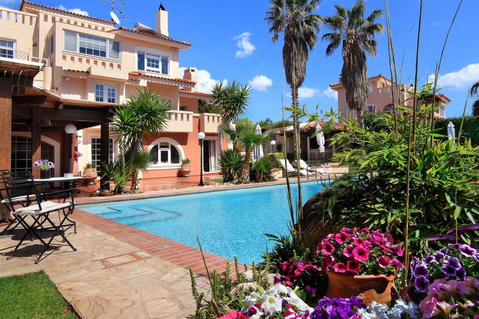 Property building, Patio, Day, Garden, Garden view, Pool view, Swimming pool