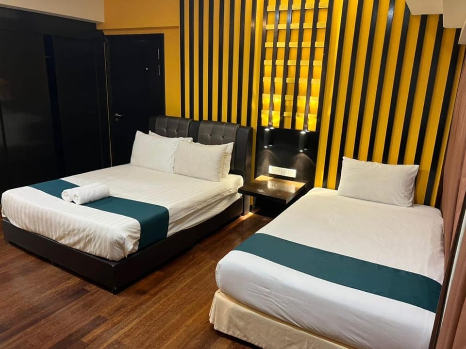 Bed, wardrobe