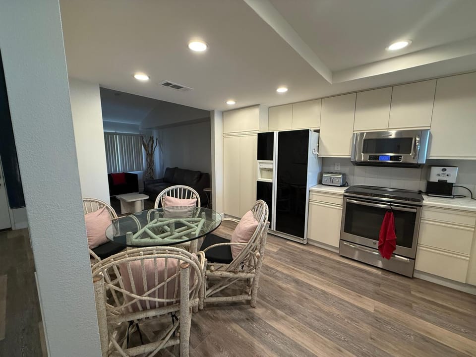 Kitchen or kitchenette, dishwasher, oven, stove, toaster