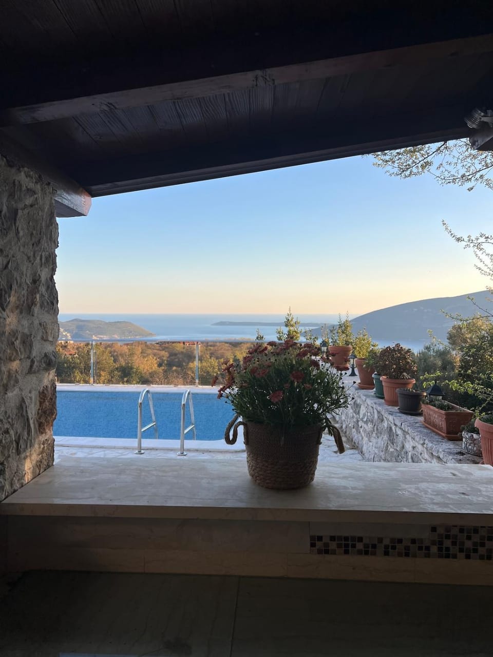 Patio, Natural landscape, Pool view, Swimming pool, minibar