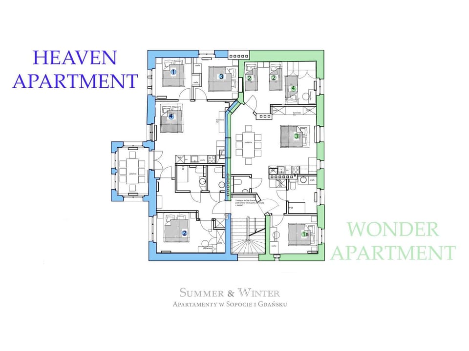 SummerWinter - 2 Luxury Wonder & Heaven Apartaments, 100m M Cassino - 2 or 3 bedrooms & Sofa, parking Apartment in Sopot