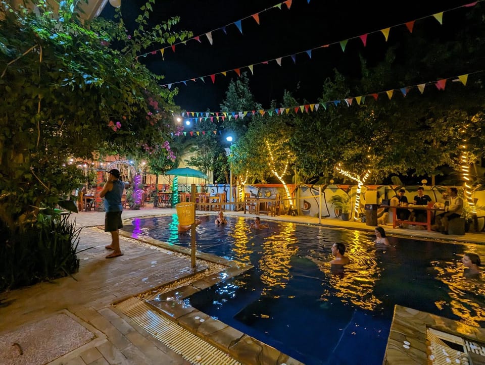 Night, Garden, Garden view, Pool view, Swimming pool, group of guests